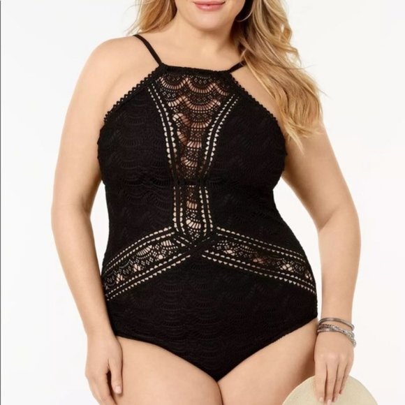 BECCA Other - Becca Black Crochet Swimsuit 1X
